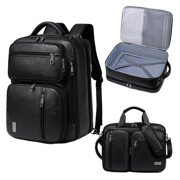 3-in-1 Leather Convertible/Expandable Laptop/Travel Backpack Briefcase (Unisex)